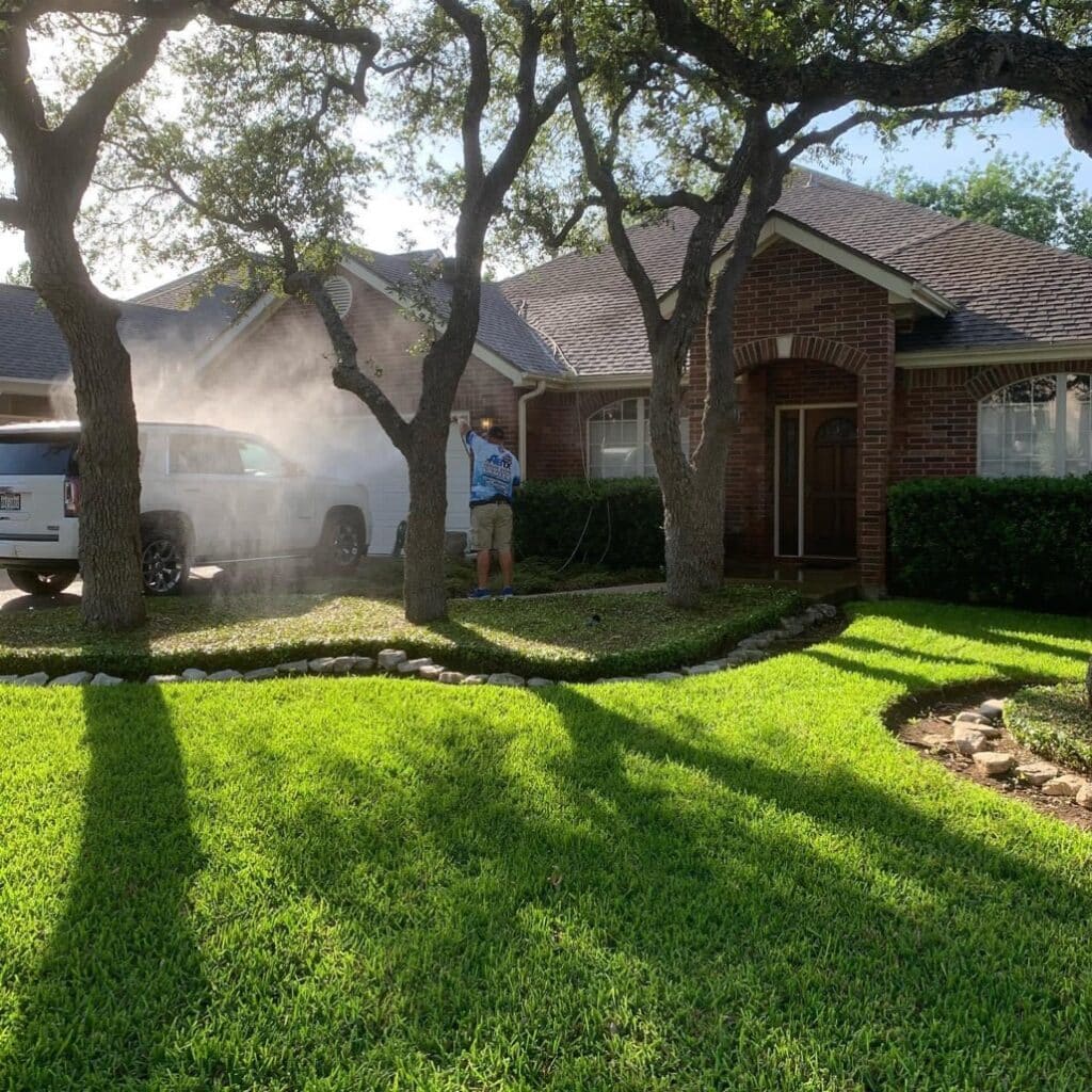 Pressure washing by New Braunfels Pressure Washing, demonstrating exterior cleaning on a residential property.
