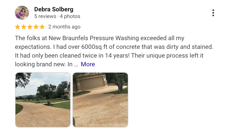 Expert pressure washing service in New Braunfels, enhancing the exterior cleanliness of residential and commercial propert